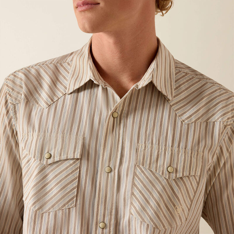 Retro Hesper Fitted Snap Shirt in Sandshell White