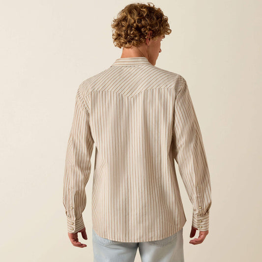 Retro Hesper Fitted Snap Shirt in Sandshell White
