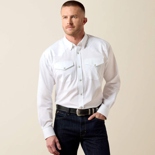 Ariat Lightweight Twill Classic Fit Snap Shirt in White