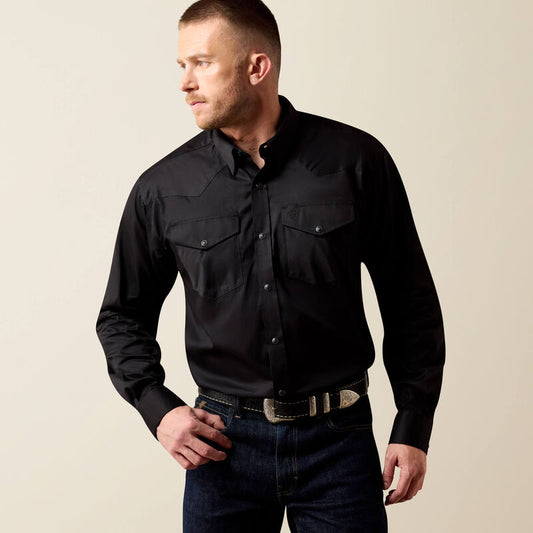 Ariat Lightweight Twill Classic Fit Snap Shirt in Black