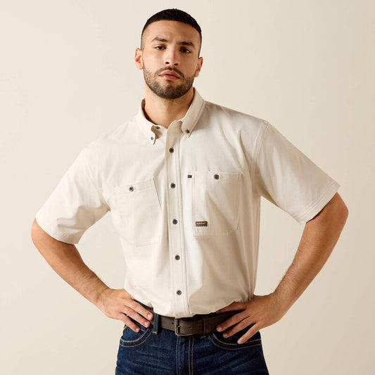 Ariat Rebar Made Tough 360 Airflow Work Shirt in Moonbeam