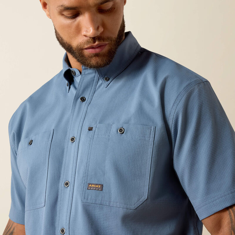 Ariat Rebar Made Tough 360 Airflow Work Shirt in Baleen Blue