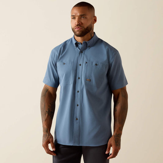 Ariat Rebar Made Tough 360 Airflow Work Shirt in Baleen Blue