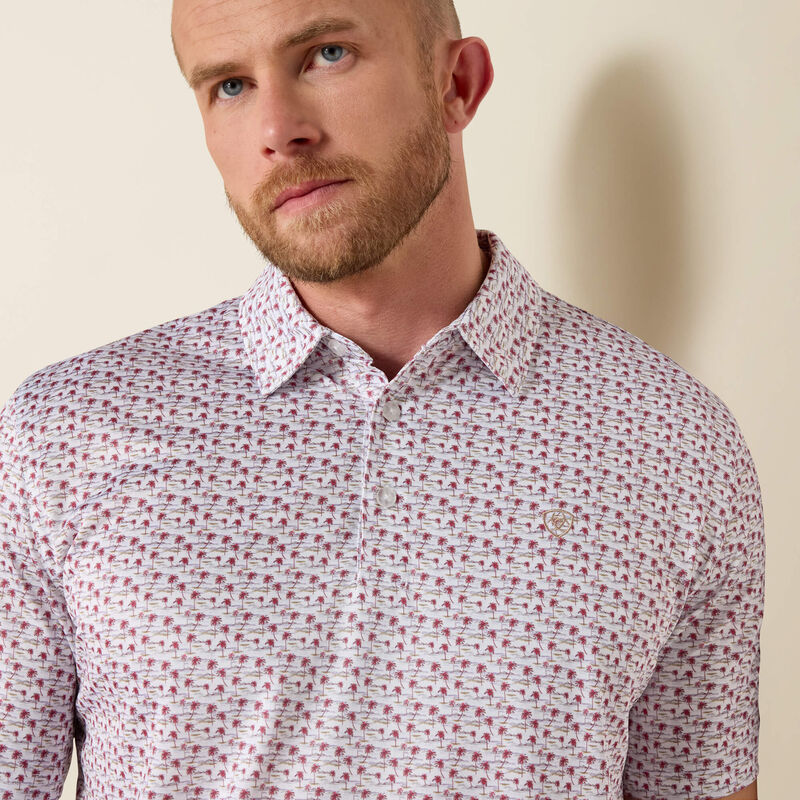 Ariat All Over Print Classic Fit Polo in White Island Mini Print
