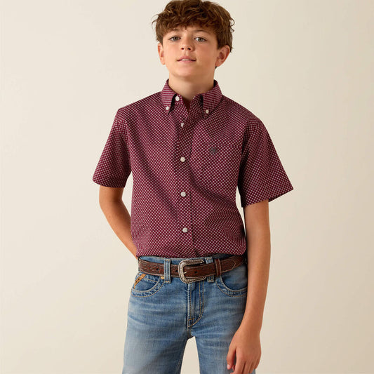 Ariat Pippin Shirt in Maroon Banner Geo Print