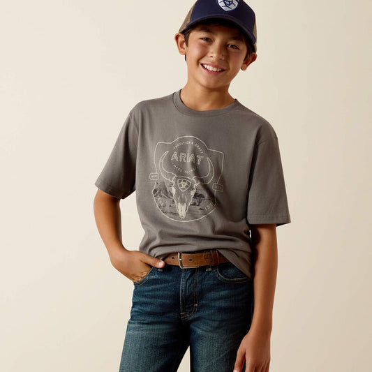 Ariat Desert Badge Tradition T-Shirt in Smoked Pearl