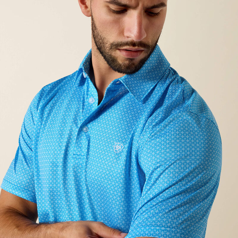 Ariat All Over Print Polo in Ibiza Blue Mini Geo Print