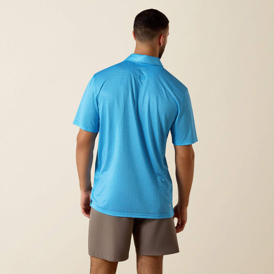 Ariat All Over Print Polo in Ibiza Blue Mini Geo Print