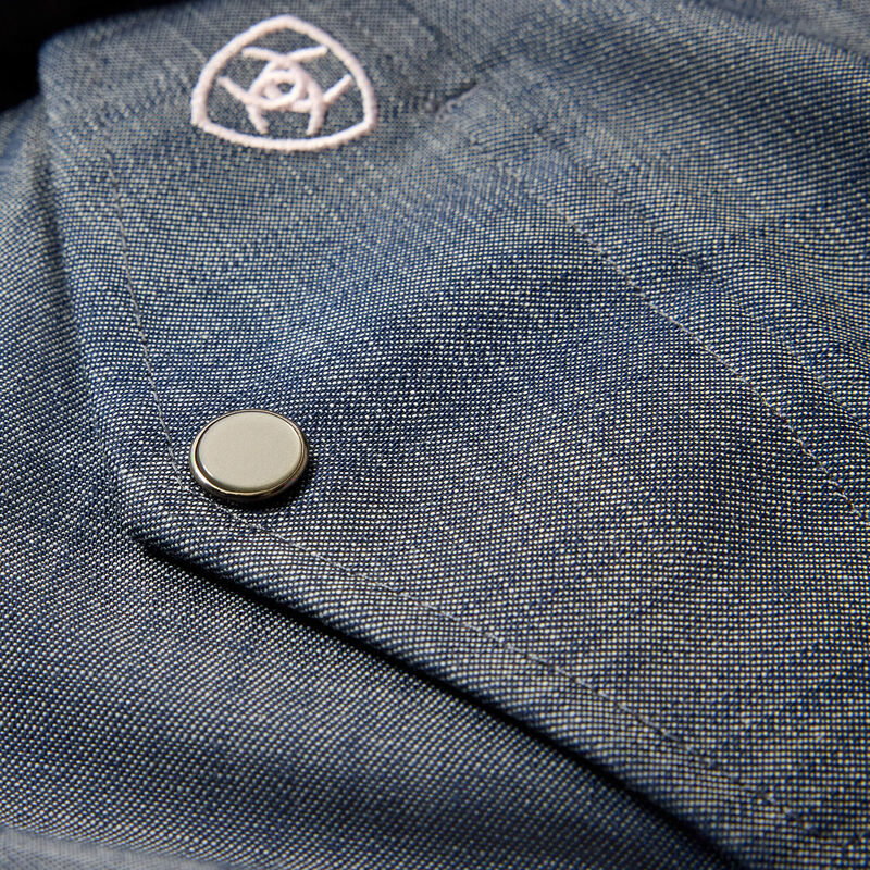 Ariat Wrinkle Free Refined Slub Classic Fit Shirt in Chambray Blue