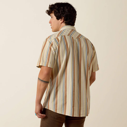 Ariat Retro Hawthorne Fitted Snap Shirt in Sandshell Stripe
