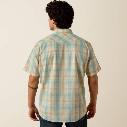 Ariat Retro Hartman Fitted Snap Shirt in Aquifer Plaid