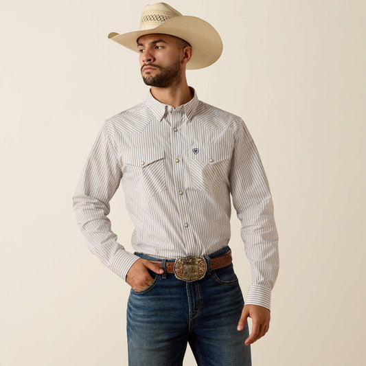 Ariat Pro Series Frasier Fitted Snap Shirt in Roasted Cashew Stripe