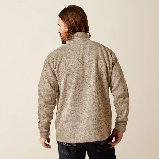 Ariat Caldwell Logo 1/4 Zip Sweater in Beige