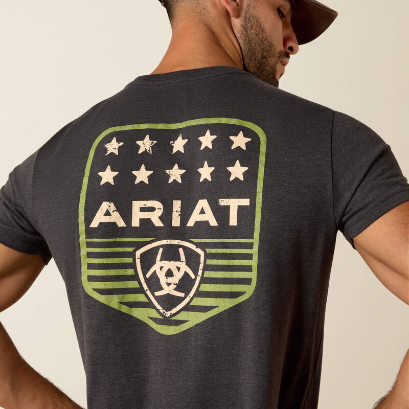 Ariat Stripe Patriotic Badge T-Shirt in Charcoal Heather