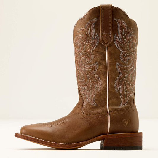 Ariat County Lane Wide Square Toe Western Boot in Natural Tan