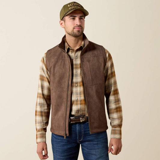 Ariat Vernon Softshell Vest in Wren Faux Leather Print