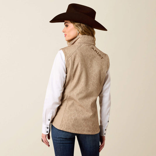 Ariat Logo Softshell Print Vest in Faded Leopard