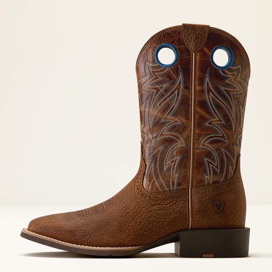 Ariat Sport Sidebet Wide Square Toe Cowboy Boot in Toasted Grain/Dark Tan
