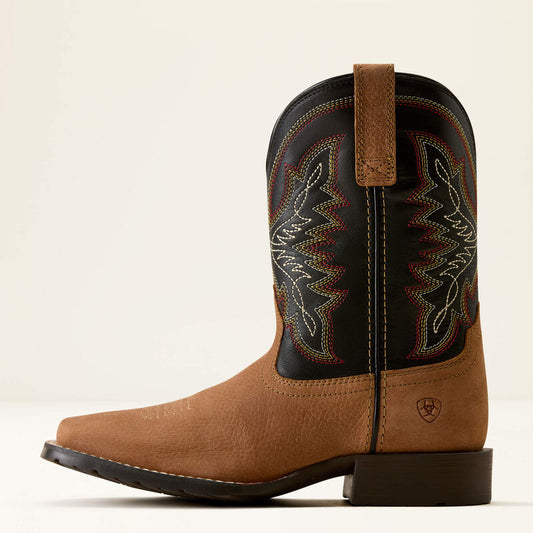 Ariat Hybrid Rancher Wide Square Toe Western Boot in Dusted Brown/ Black