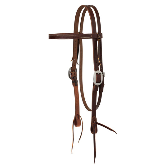 Weaver STS Ranch Signature Tack Harness Leather Browband Headstall with Ranger Buckle, 3/4"