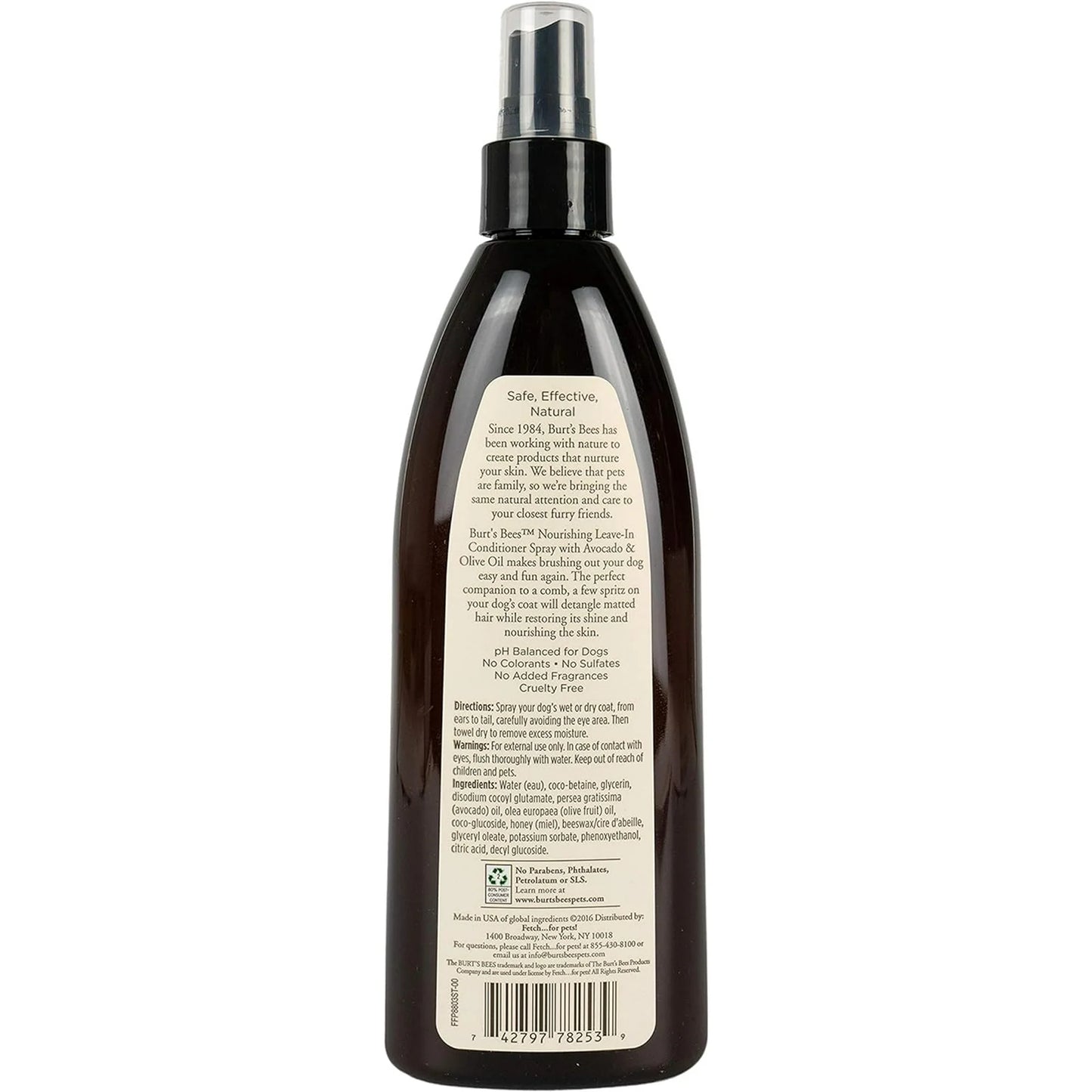 Burt's Bees Nourishing Leave-in Spray Dog Conditioner with Avocado and Olive Oil