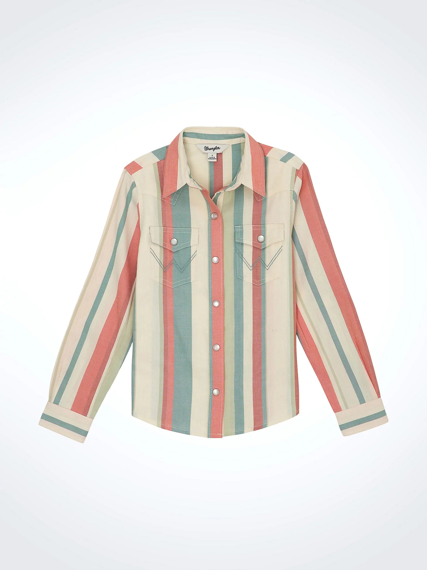 Wrangler Girl's Dusted Striped Western Snap Shirt