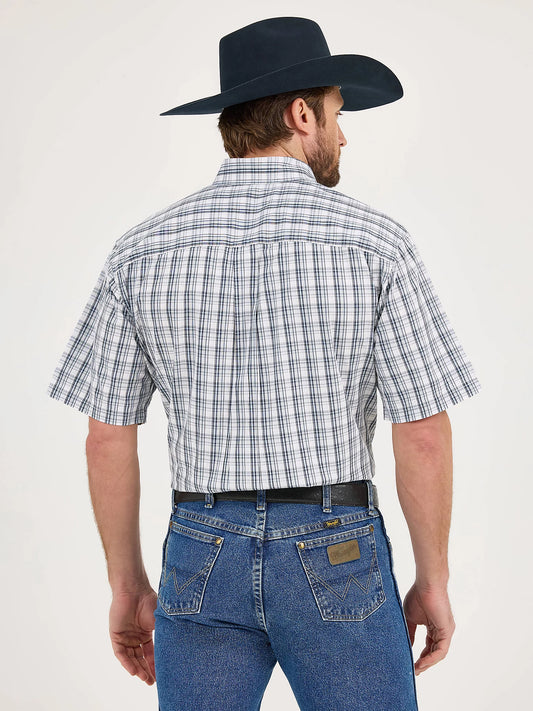 Wrangler George Strait Midnight Blue Plaid Short Sleeve Button Down Shirt