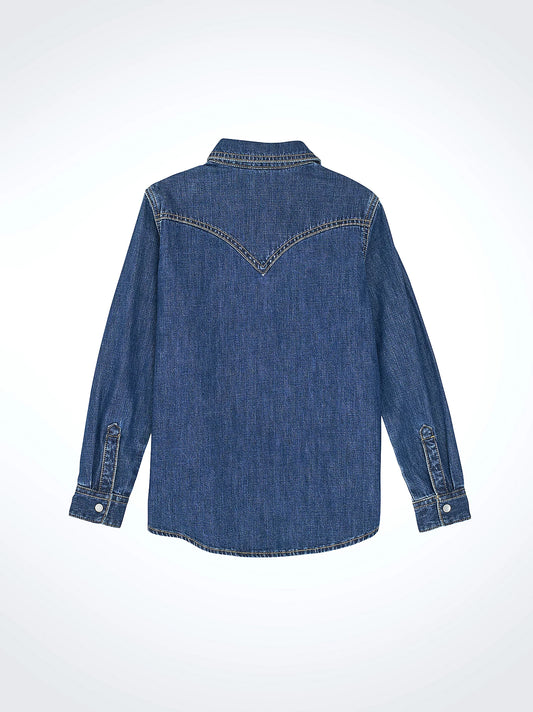 Wrangler Girl's Embroidered Western Snap Denim Shirt