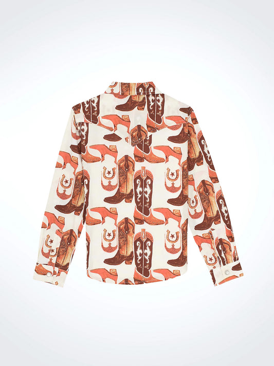 Wrangler Girl's Bold Print Western Snap Shirt