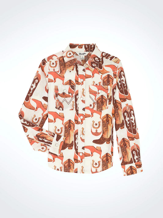 Wrangler Girl's Bold Print Western Snap Shirt