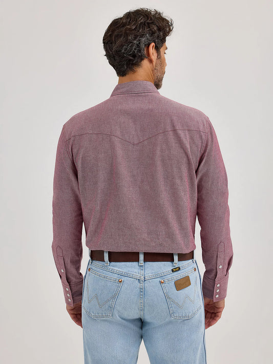 Wrangler Cowboy Cut Long Sleeve Western Snap Chambray Work Shirt