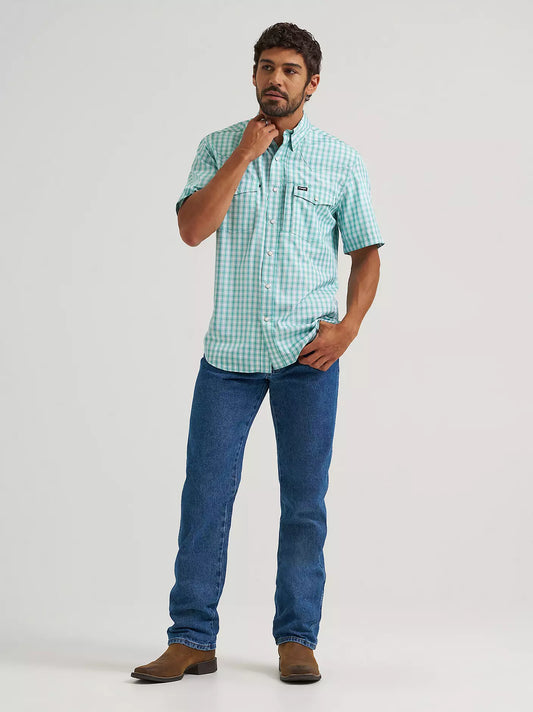 Wrangler All Terrain Gear Men's Plaid Performance Shirt in Latigo Bay Plaid