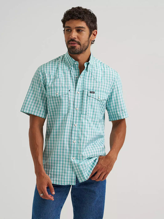 Wrangler All Terrain Gear Men's Plaid Performance Shirt in Latigo Bay Plaid