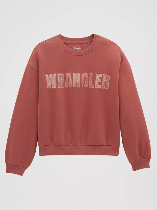 Wrangler Women's Logo Canyon Crew Pullover in Withered Rose