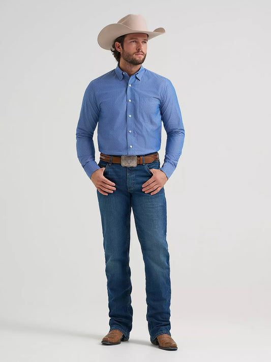 Wrangler Men's Cody Johnson One Pocket Button Down Shirt in Arrow Dots