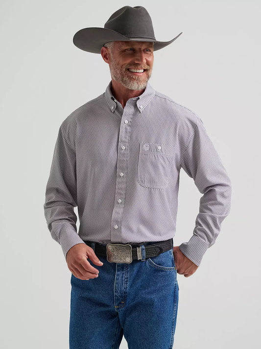 Wrangler® George Strait™ Performance Button Down Shirt in Lagoon Starburst