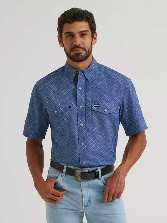 Wrangler All Terrain Gear Men's Performance Print Shirt in Indigo