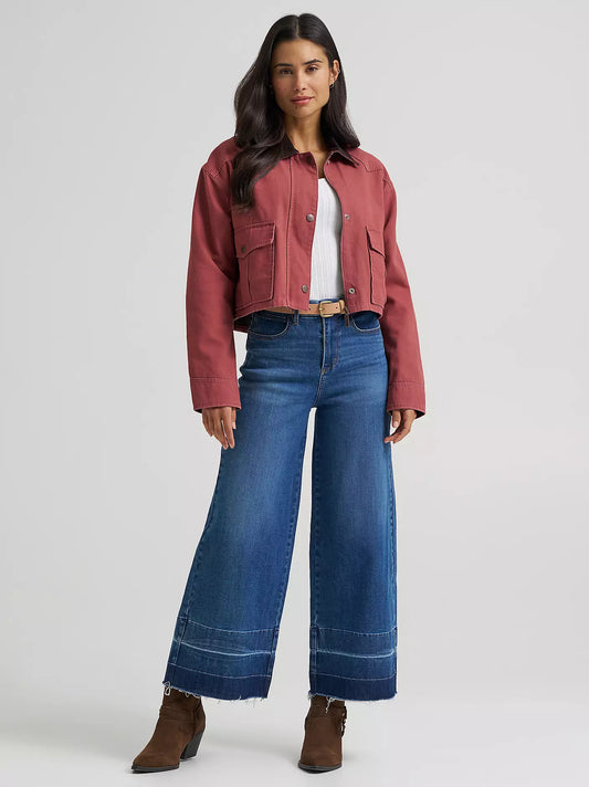 Wrangler Women's Western Cropped Utility Jacket in Rose