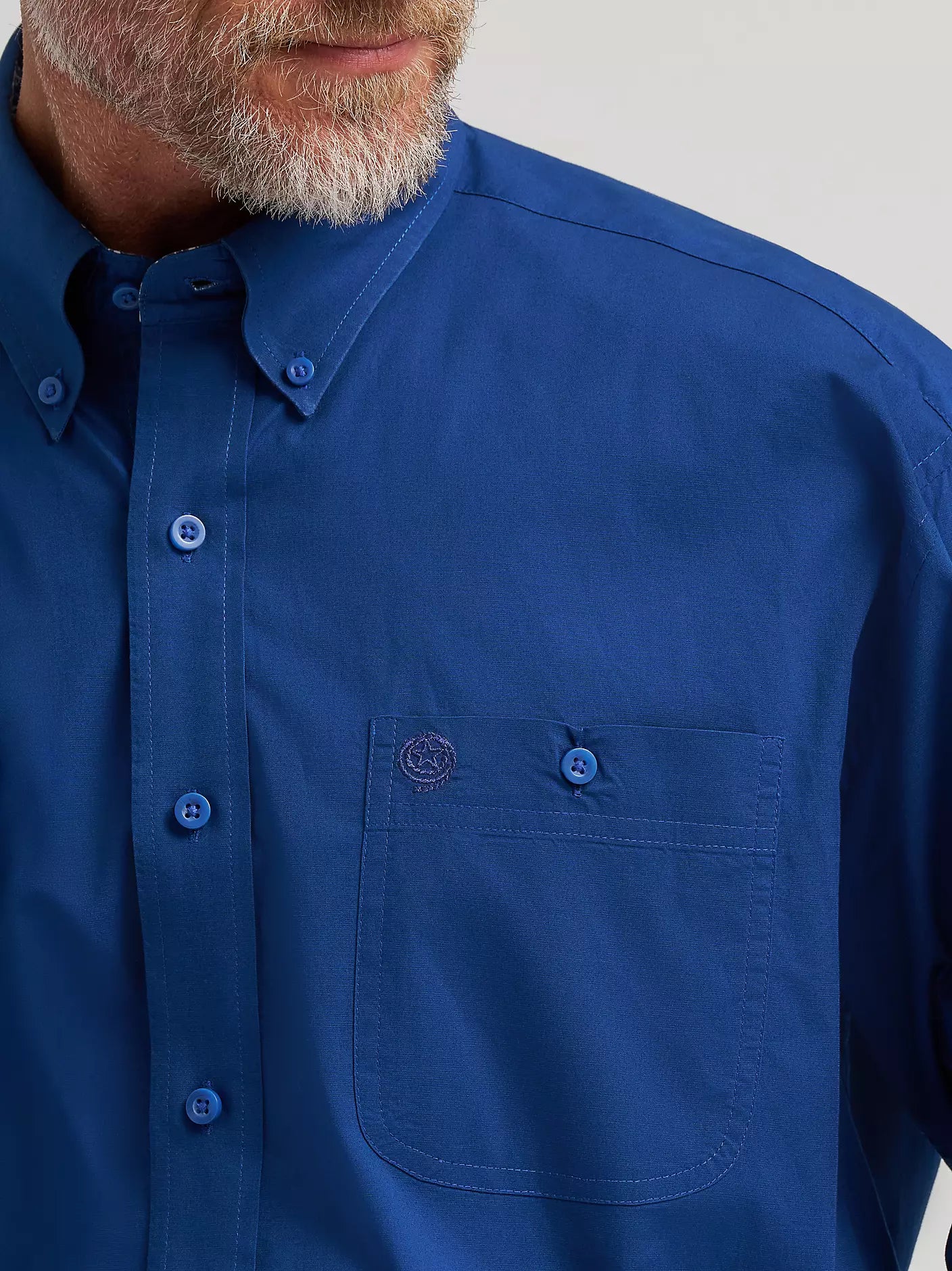 Wrangler® George Strait™ Solid One Pocket Button Down Shirt in Blue Creek