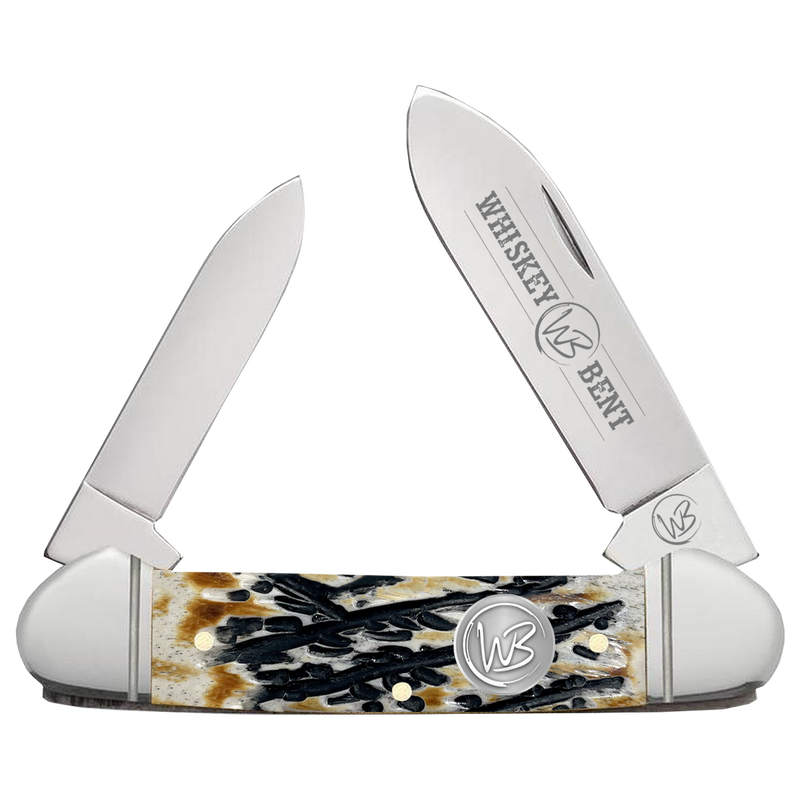 Whiskey Bent Hat Co. Carved Burnt Bone Canoe Knife