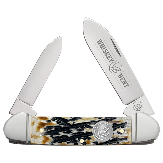 Whiskey Bent Hat Co. Carved Burnt Bone Canoe Knife