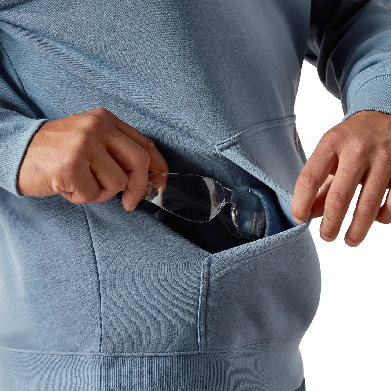 Ariat Rebar Lightweight Logo Hoodie in Moonlight Blue