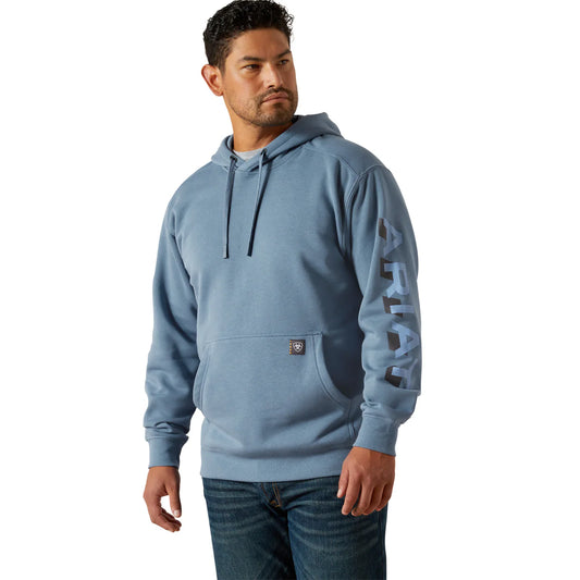 Ariat Rebar Lightweight Logo Hoodie in Moonlight Blue