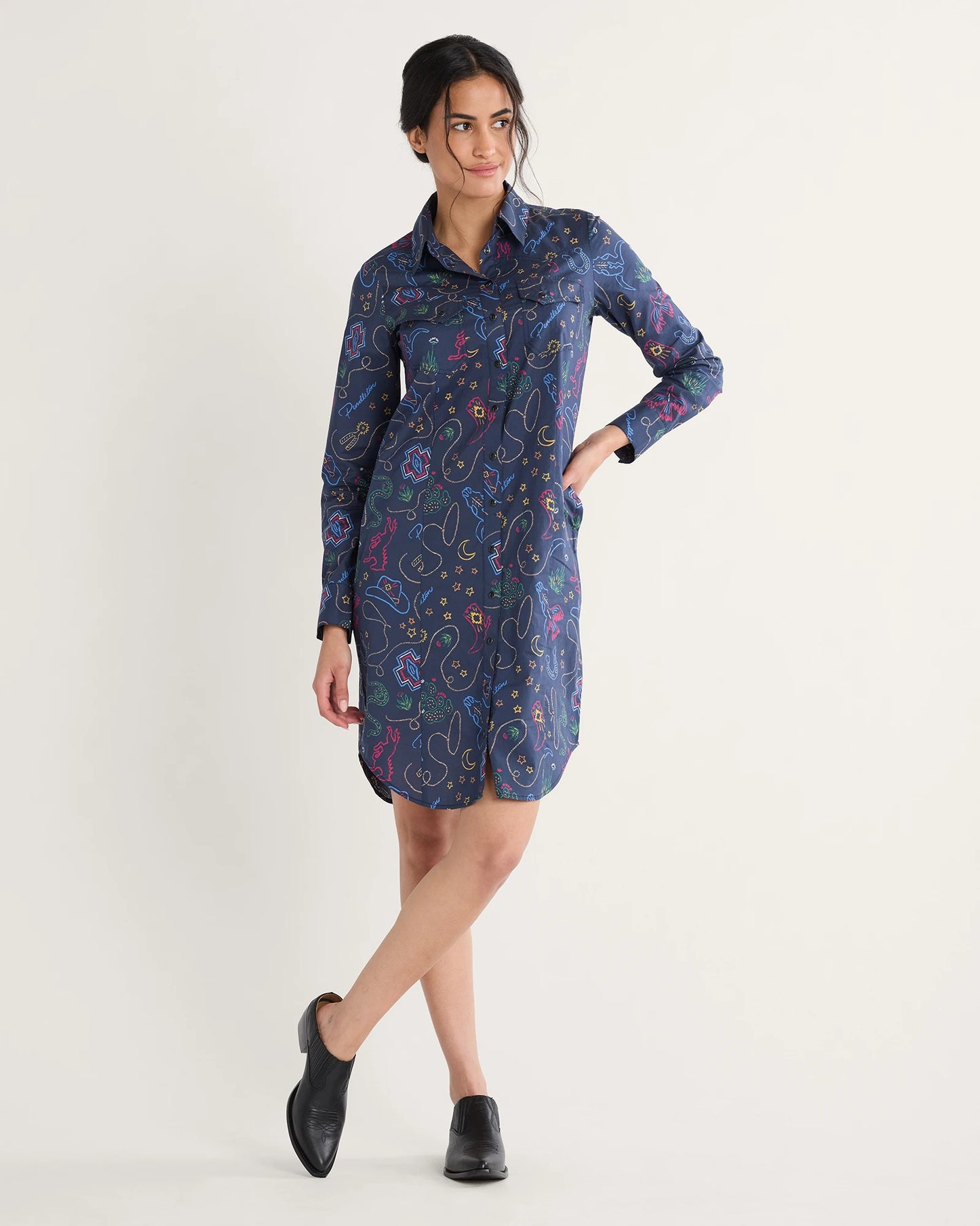Pendleton Western Print Gambler Shirt Dress