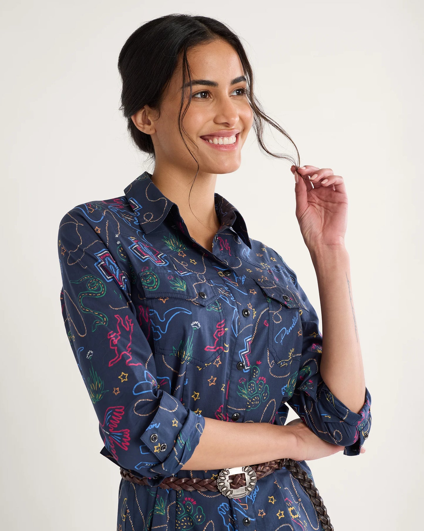 Pendleton Western Print Gambler Shirt Dress
