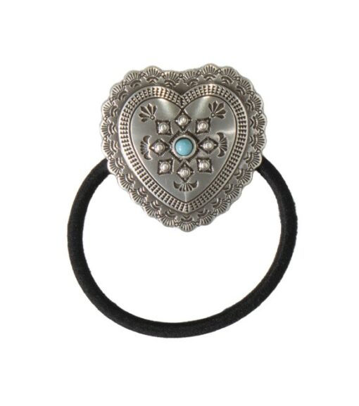 Blazin Roxx Heart Turquoise Bead Hair Tie