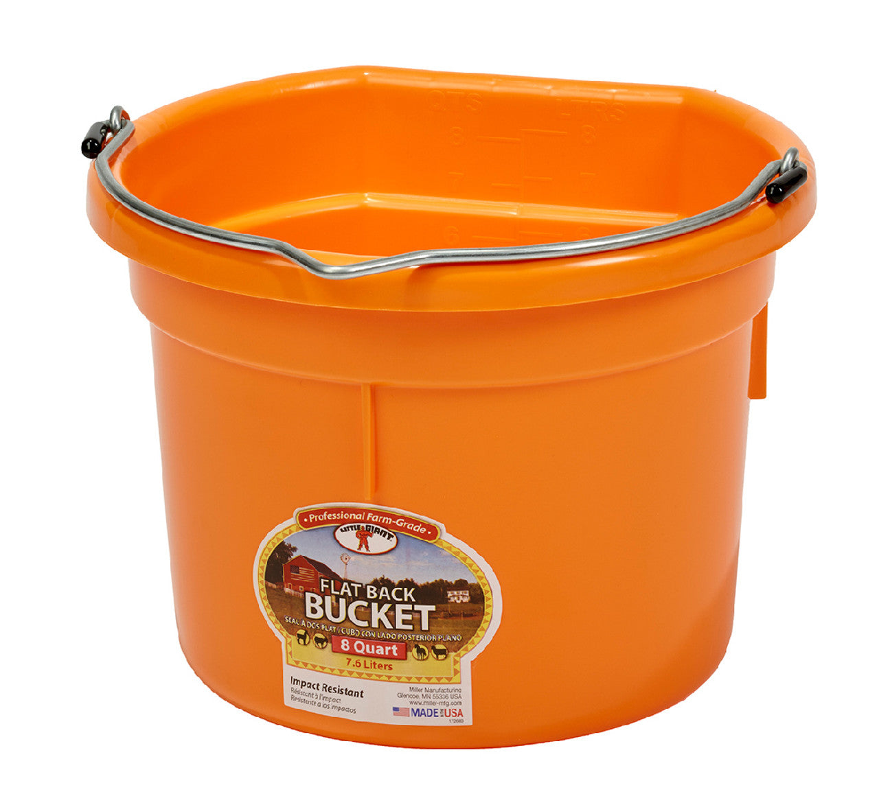 Little Giant Flat Back 8 Qt. Bucket - Orange
