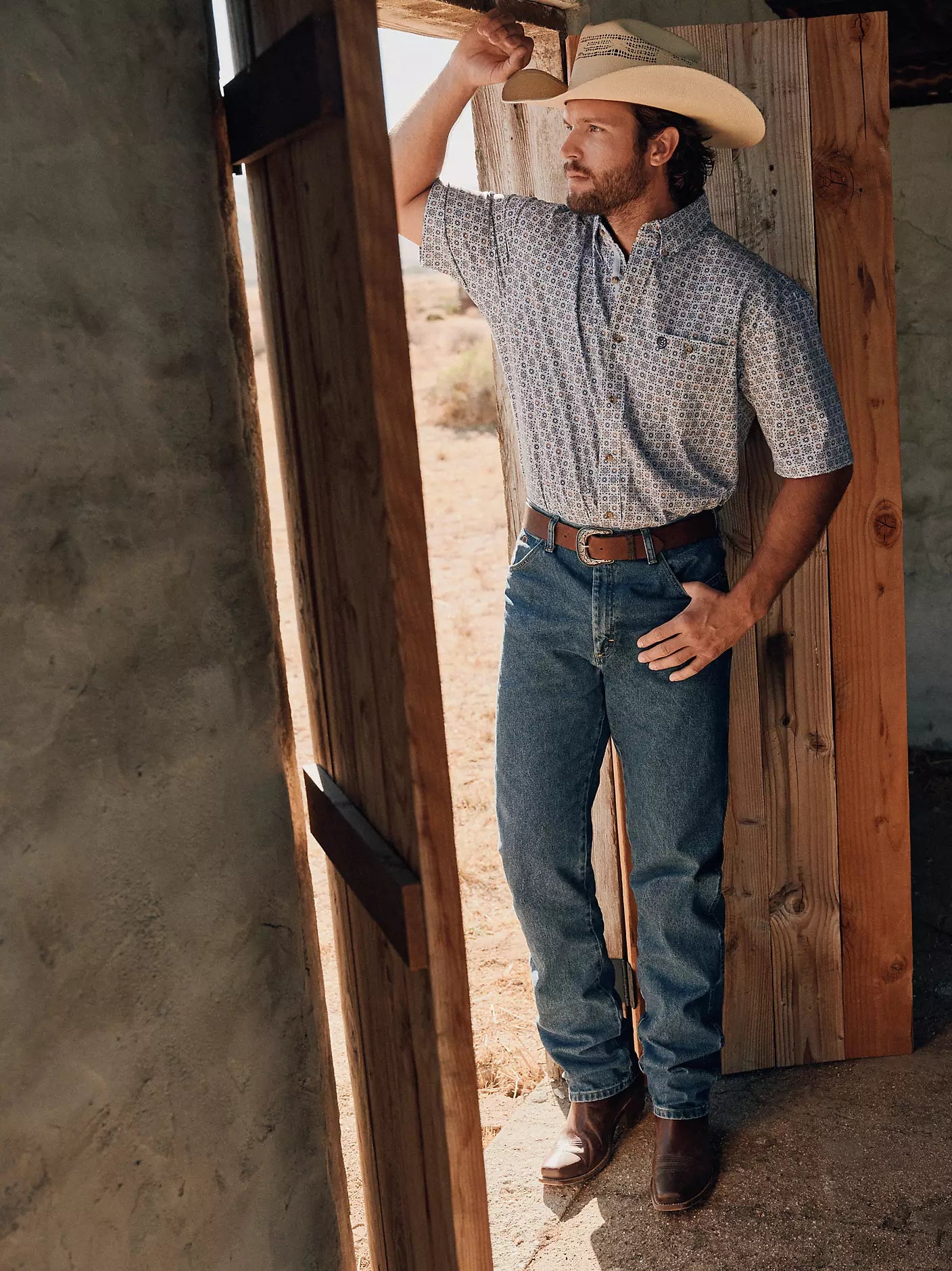 Wrangler George Strait Cowboy Cut Original Fit Jean in Heavyweight Stone Denim