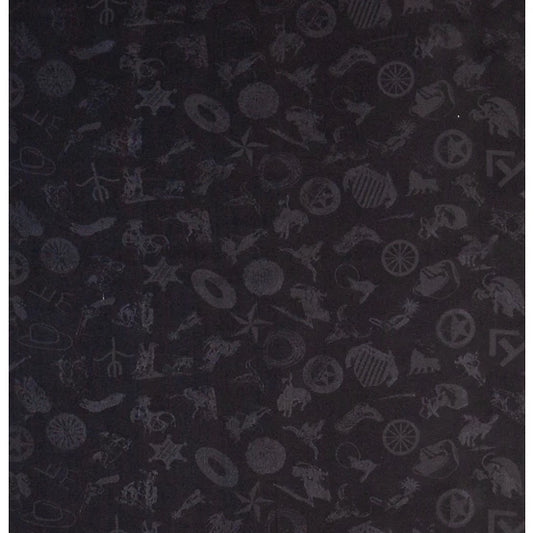 Wyoming Traders Black Cowboy Logo Jacquard Wild Rag