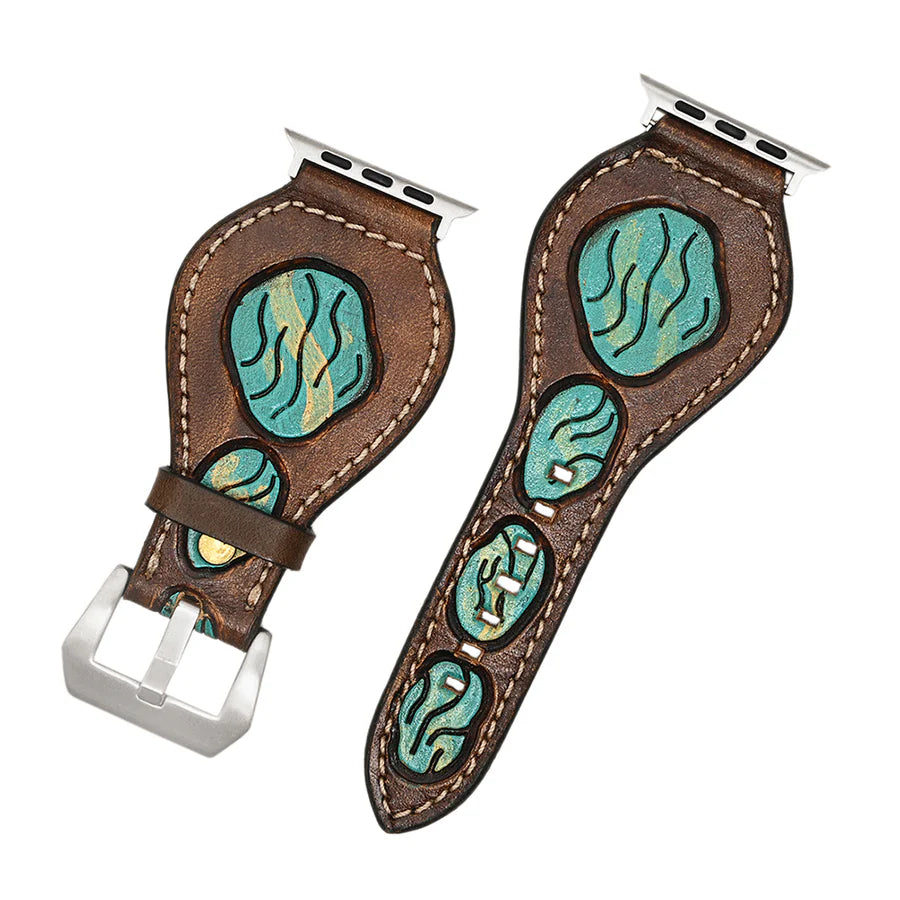 American Darling Turquoise Stone Leather Apple Watch Strap